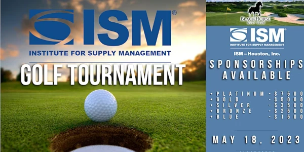 Image of ISM-Houston Golf Tournament at Blackhorse Golf Club May 18, 2023. Platinum, Gold, Silver Bronze and Blue Sponsorships Available.